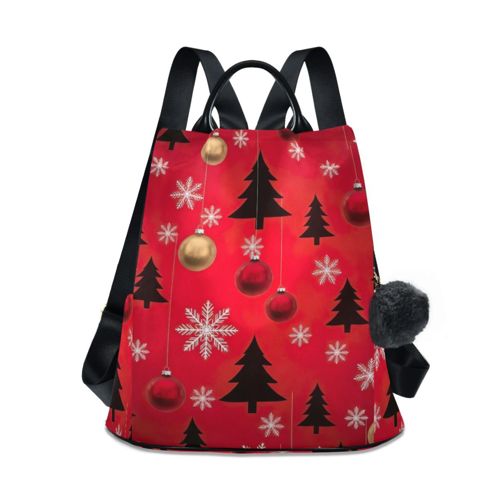 Sac à dos antivol avec pompon esprit d'hiver blanc et rouge - 8
