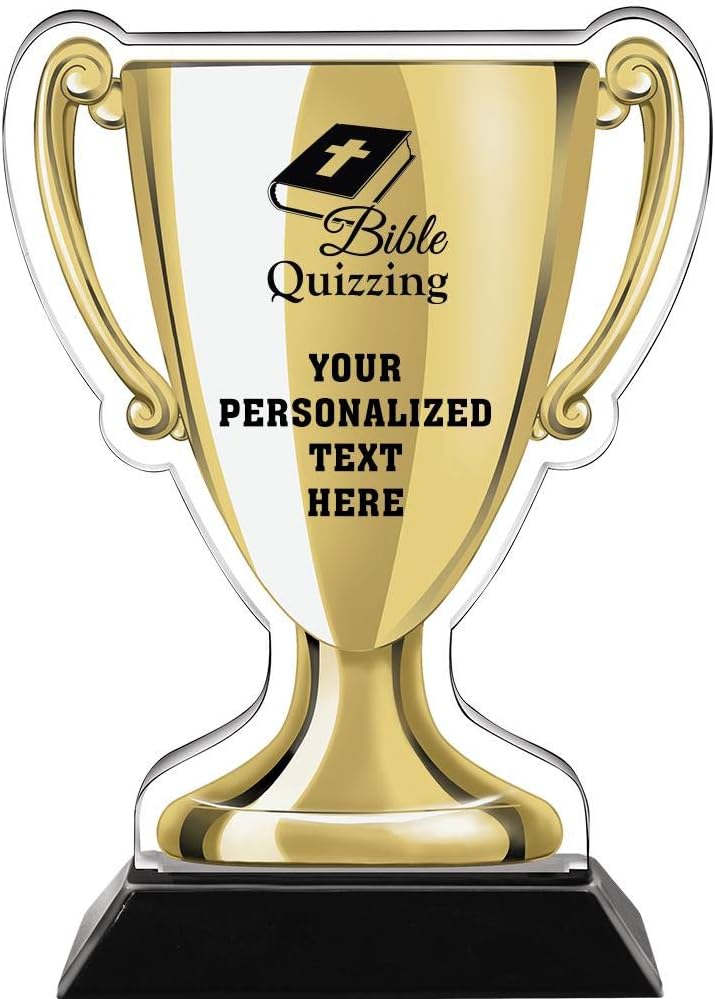 Crown Awards 7" Bible Quizzing Gold Cup Trophies, Custom Bible Quiz Acrylic Cup Trophy Prime