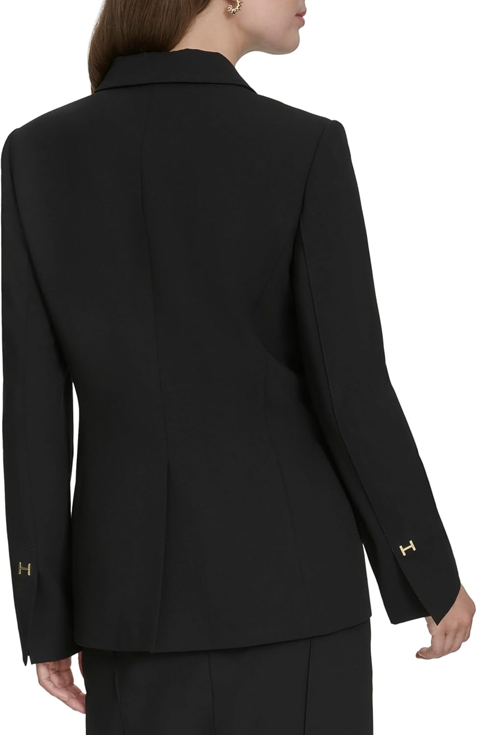 Halston Womens Two Button Woven Office Workwear Blazer - Image 4