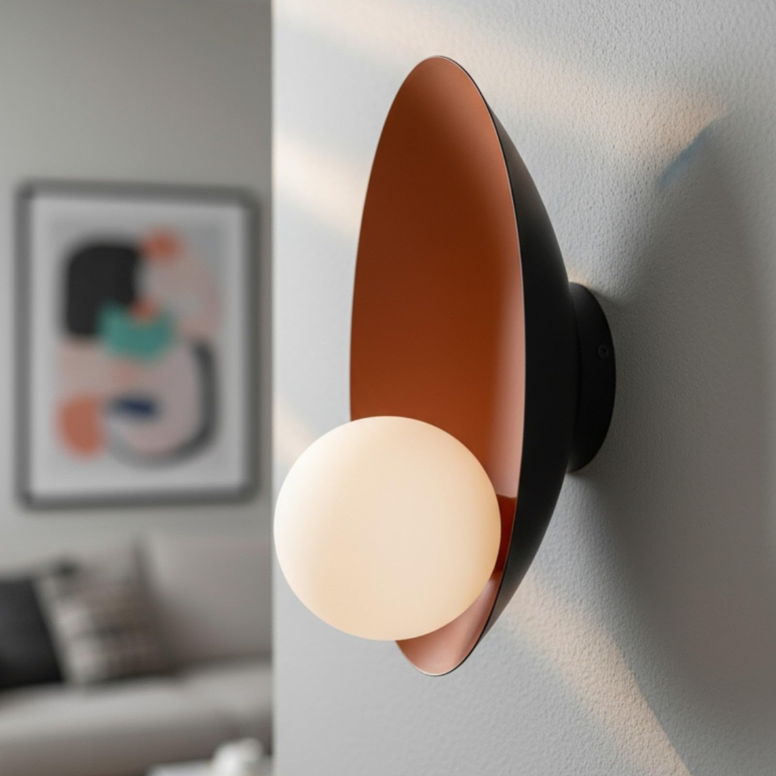 Bamyum Orange Plug In Pendant Light With Uk Plug, 4.5M Cable & On/Off Switch, Metal Ø 16Cm E27 Modern Lampshade,