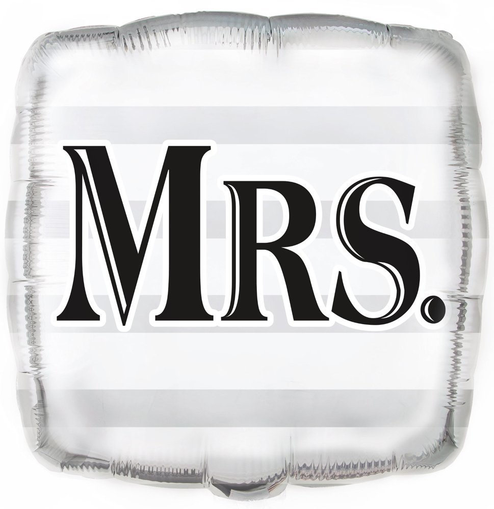 Unique 18" Silver "Mrs." Wedding Foil Balloon
