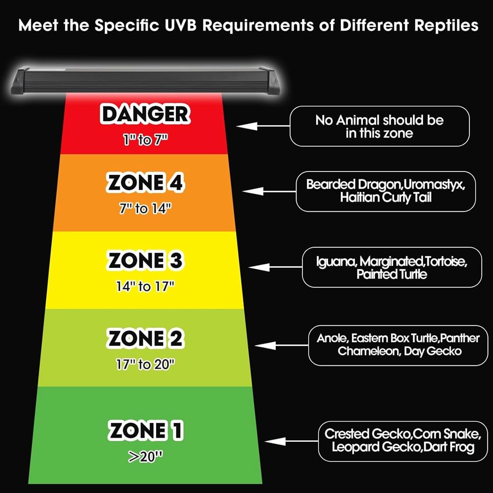 Lampada UVB per Rettili, Lampada UVA UVB da 12 Pollici 12W con Timer 4H/8H/12H, 3 modalità, 5 Livelli di Luminosità, Spina EU.