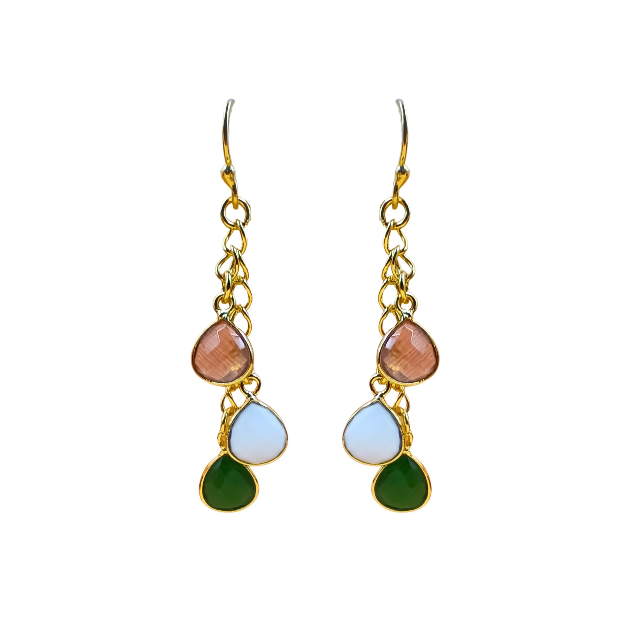 Tri-Color Drop Earrings for Women | Indian Flag Design | Stylish & Fashionable Earrings (Orange, White, Green) | Perfect for Independence Day & Republic Day, Gifts for Girlfriend, Wife & Mom-image-0