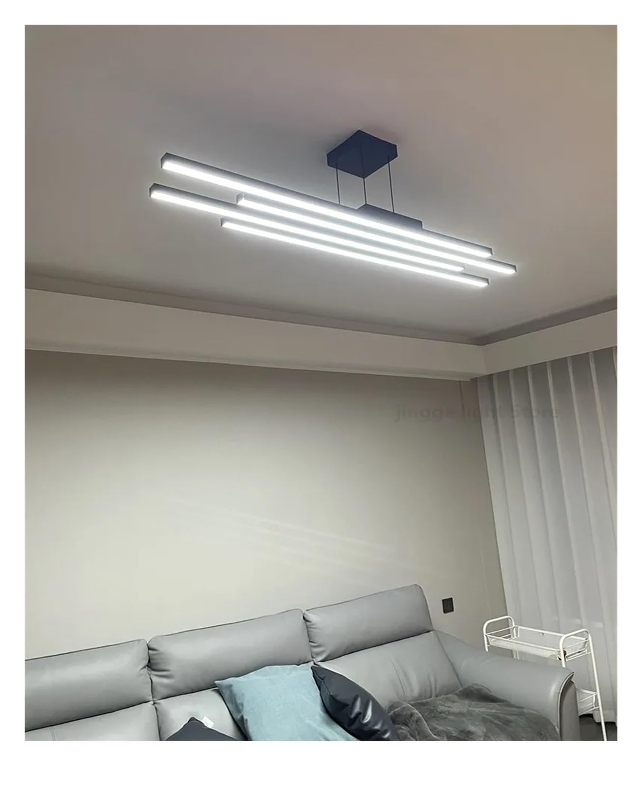 Nowoczesna Lampa Wisząca Led Z żyrandolem, ściemnialna, Liniowa Lampa Wisząca Z Pilotem, Regulowana Aluminiowa Lampa Sufitowa Z Akrylu Do Jadalni I Kuchni Z Wyspą Onecolor 110cm