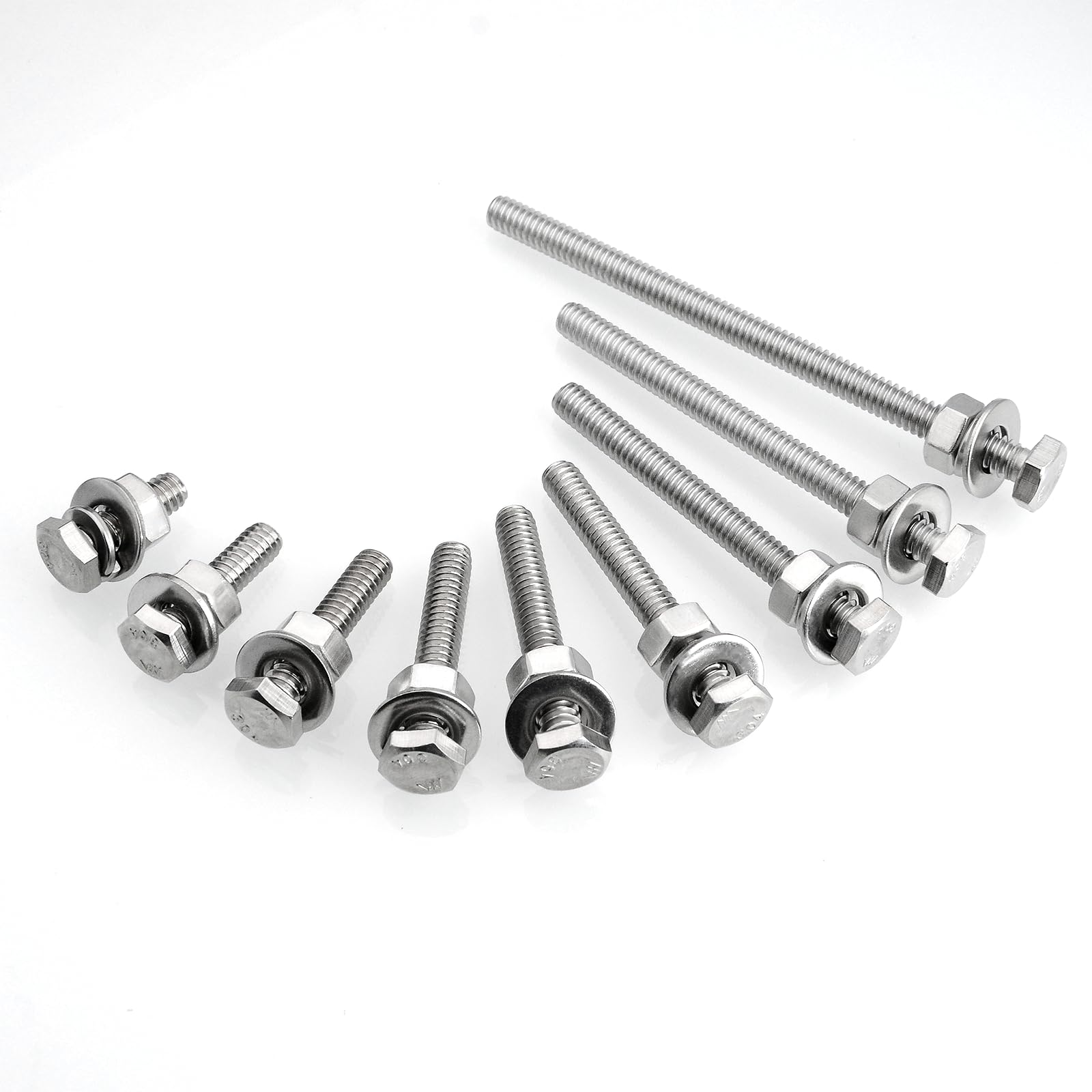 Stainless Steel Hex Bolts & Nuts Kit - 10 Sets -8 Stainless Steel Hex Bolts & Nuts Kit - 10 Sets -8