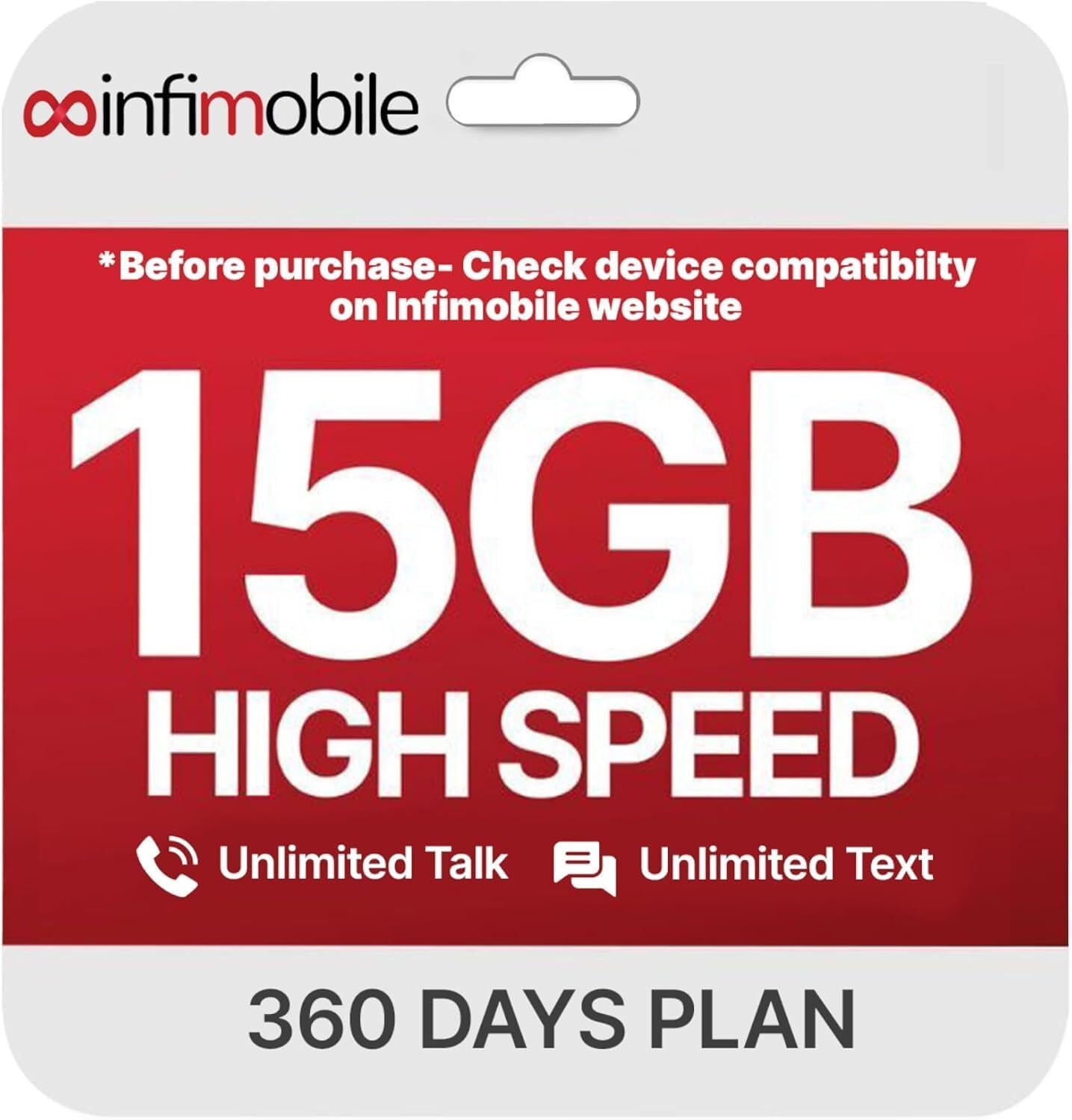 $12.50/Month | Infimobile Prepaid Unlimited Plan: 12 Months | 15GB High-Speed Data Per Month | Unlimited Data Talk & Text | Prepaid Plan Service SIM Card | Nationwide Coverage | 4G, 5G Network