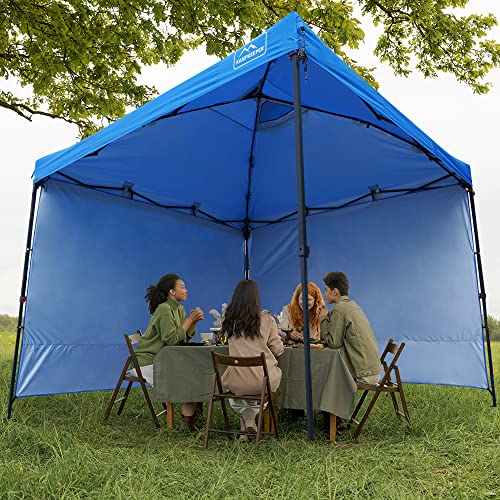 Kampkeeper Pop Up Canopy Tent 10'X10', Air Vent On The Top With 2 Side Wall, 4 Sand Bags, Upf 50+ And Waterproof Outdoor Canopy, 3 Adjustable Height With Wheeled Carrying Bag(Blue) #TOP7
