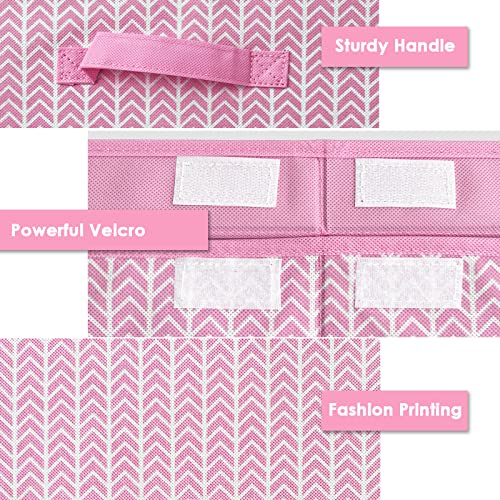Veronly Toy Box Chest Storage Organizer Bins For Girls Boys, Kids Large Fabric Collapsible Bin Basket Container With Flip-Top Lid & Handles For Clothes,Blanket,Nursery,Playroom,Bedroom (Pink) #TOP6