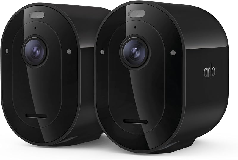 Cámara de seguridad inalámbrica Arlo Pro 2K HDR (6.a generación) - 2 cámaras | Vídeo 2K HDR; Inalámbrico al aire libre; Batería extraíble recargable; Detección de IA; Respuesta de Emergencia; Plan seguro de 1 mes incl.