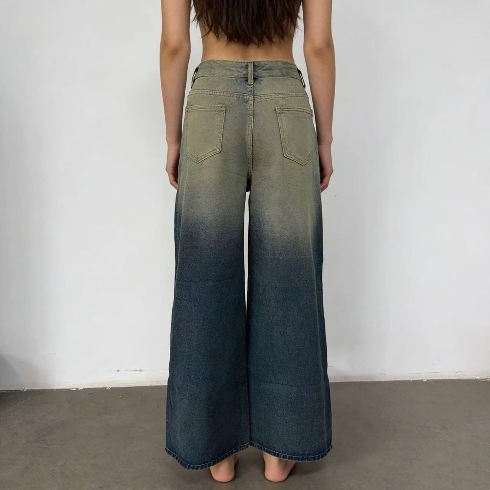 Jeans Donna Leggeri Elasticizzati Jeans Vita Alta Gamba Larga Larghi Pantaloni Denim Baggy Casual Leggeri Moda Pantaloni Elasticizzati Curvy con Tasche Palazzo Streetwear Eleganti Comodi Hiphop