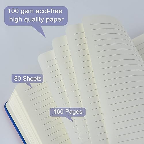 Miniatura 3 de Paquete de 3 cuadernos clásicos A5 con rayas universitarias, de tapa dura, para oficina, hogar, escuela, negocios, 8.3 x 5.5 pulgadas, papel grueso