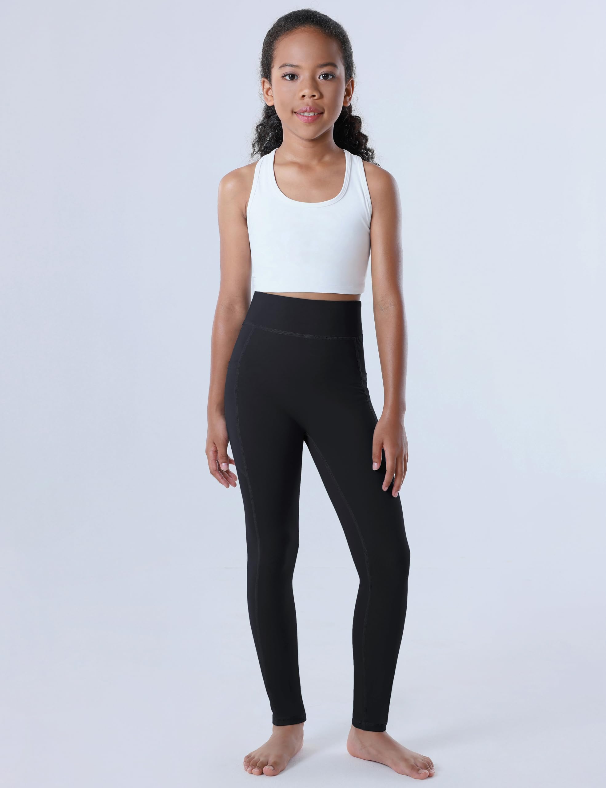 Mädchen-Leggings mit Taschen, athletisch, hohe Taille, für Training, Tanzen, Laufen, Yoga