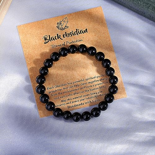 MAIBAOTA Healing Crystal Bracelet for Women Men, 8 mm Natural Stone Beaded Bracelets, Jewelry Birthday Gifts, Round Gemstones Stretch Bracelet3