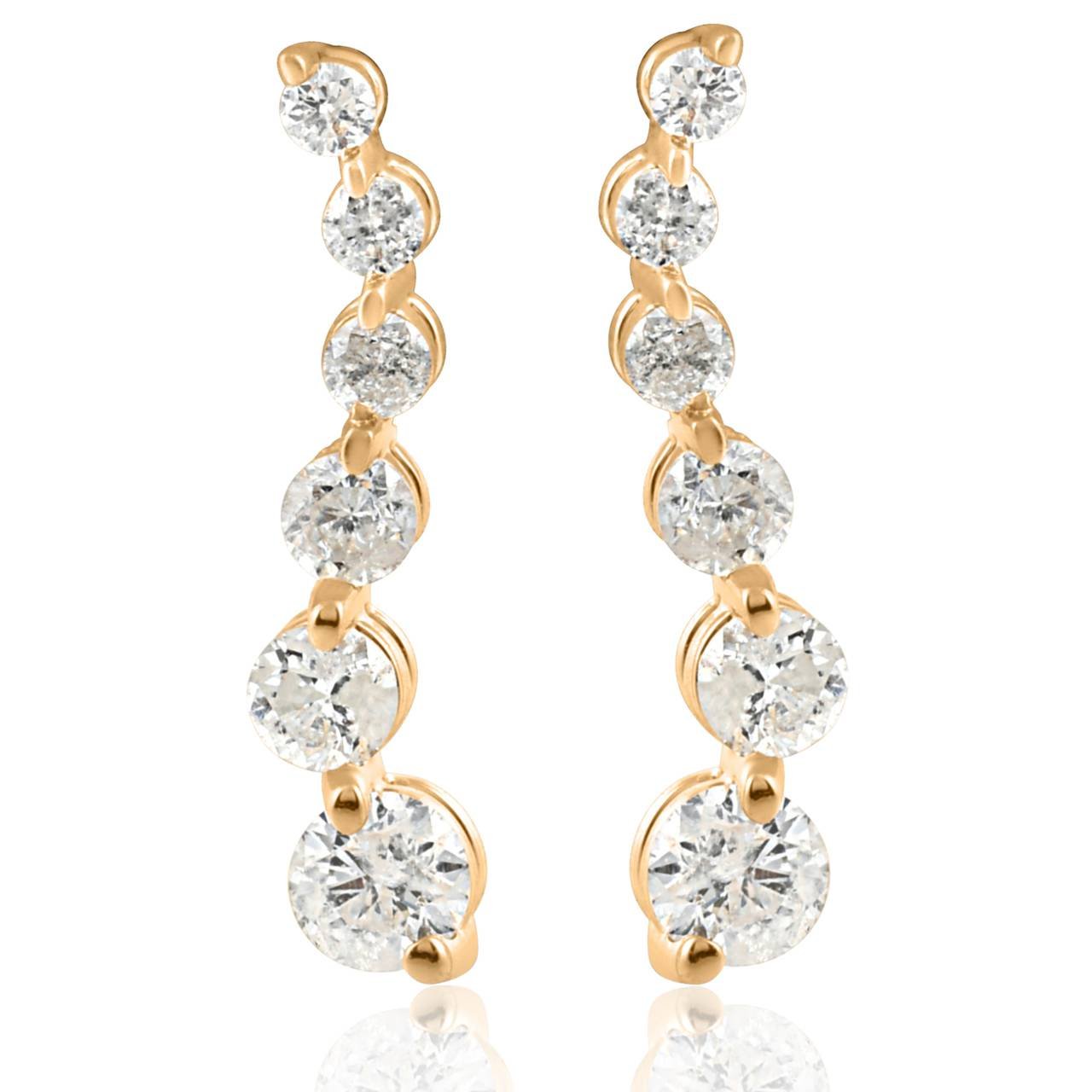 Pompeii Ladies 1 2ct Diamond Journey Earrings 14K Yellow Gold