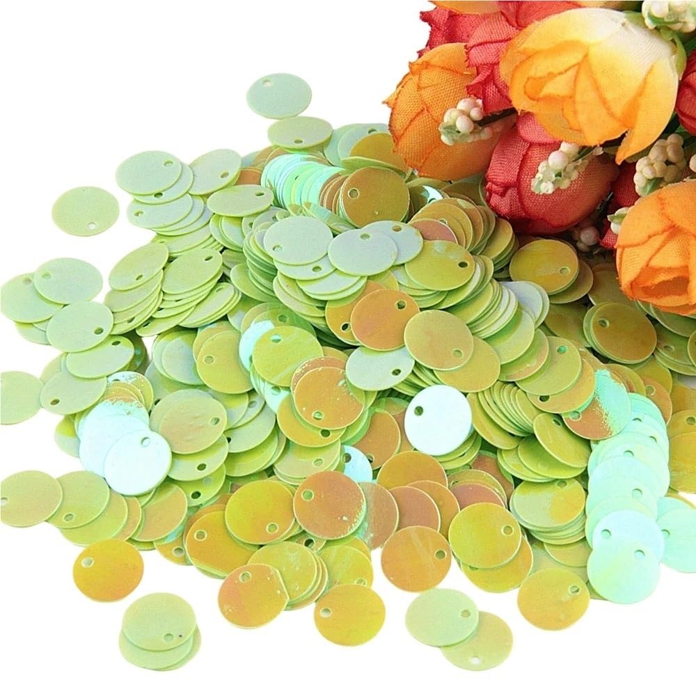 Sequins for Crafts, Diameter 10mm 15mm 20mm 25mm Large Flat Round Edge Hole Loose Sequins 10g(Pink,25mm)