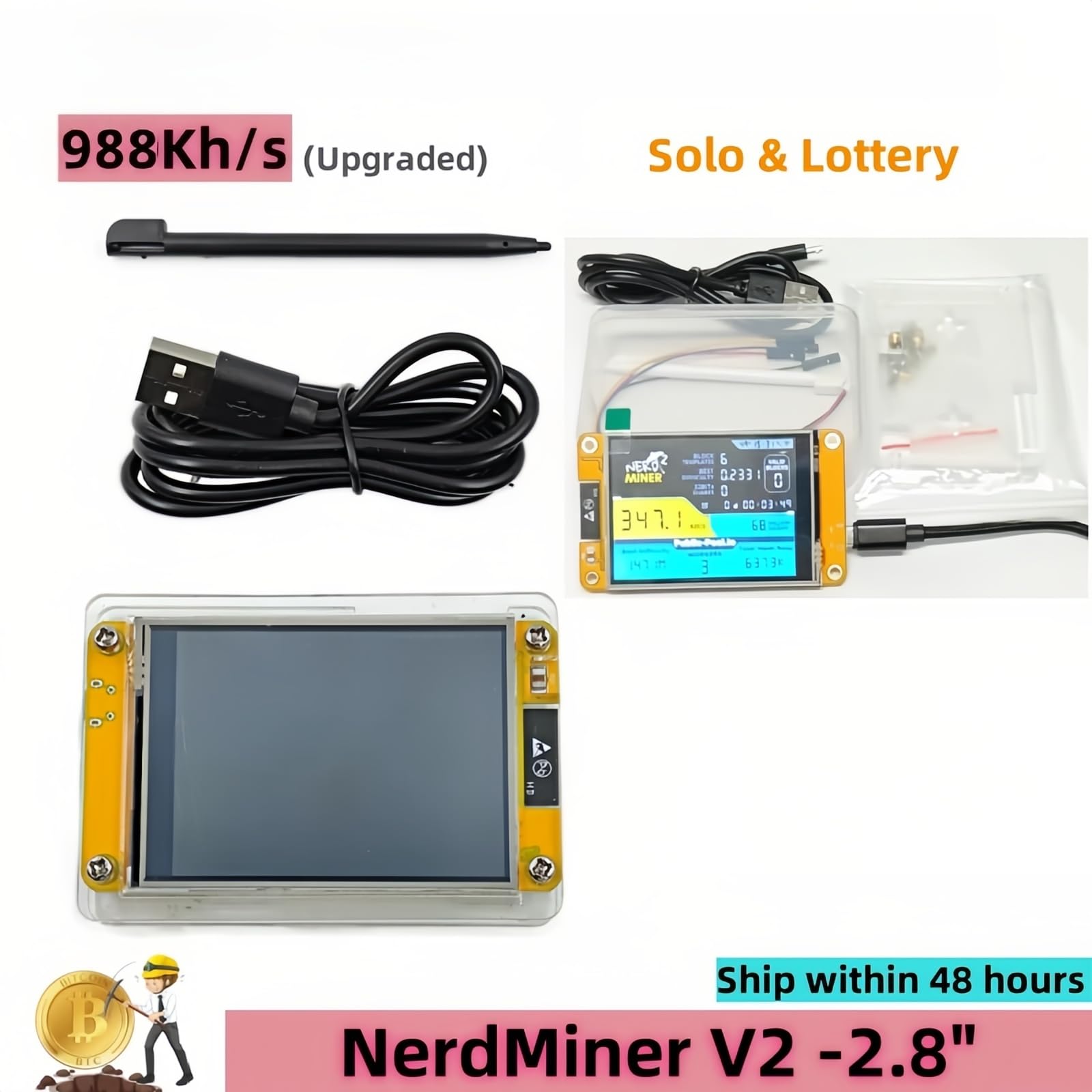 Amazon.com: NM Miner Bitcoins Miner Lucky Miner Upgrade 1001KH/S 2.8 inch  Color Display DIY Solo Miner Crypto Miner Home Use BTC : Electronics