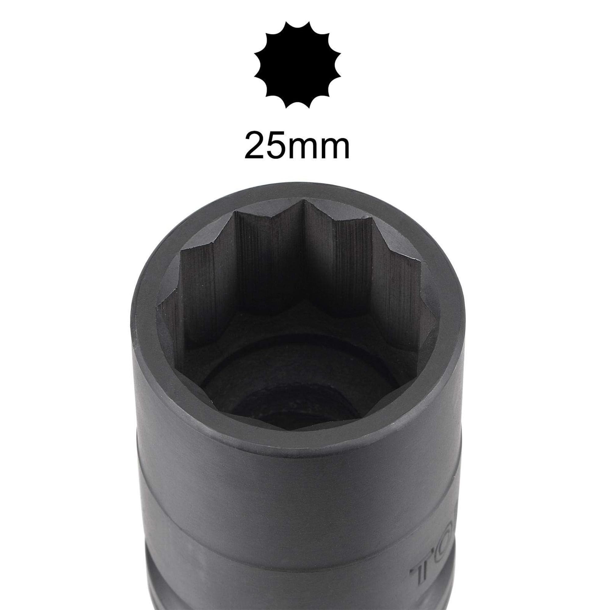 TA-VIGOR 12-Point Deep Impact Socket, 3/4-Inch Drive 25mm Metric Spindle Axle Nut Socket Driver Wrench - Image 3