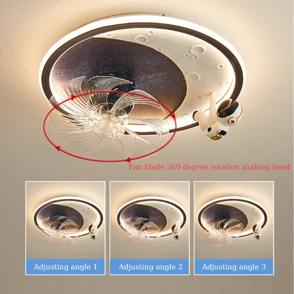 LED Deckenventilator mit Beleuchtung dimmbar Fernbedienung Mond Design Schlafzimmer Wohnzimmer