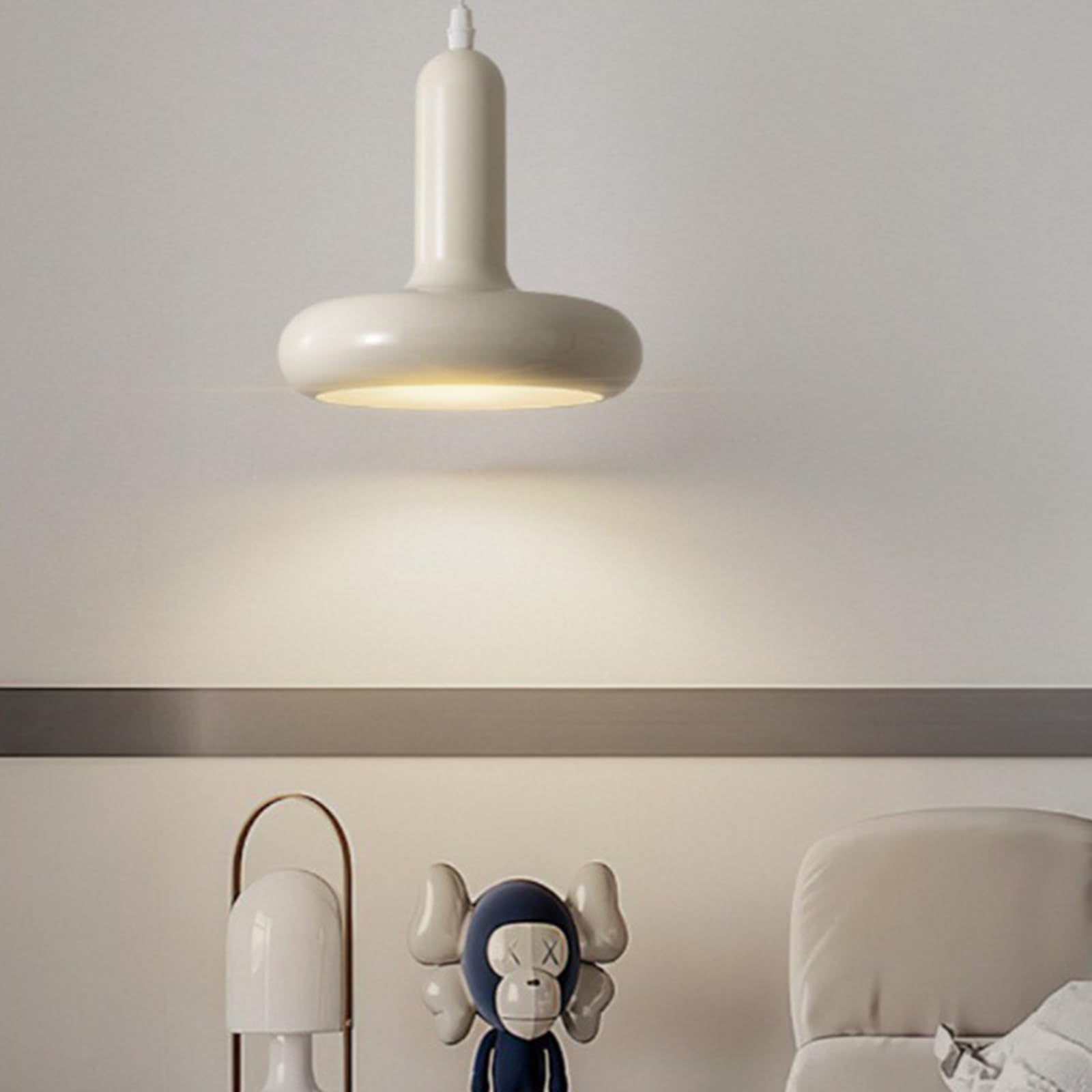Lámpara colgante industrial de metal, luminaria de techo de 20 cm con casquillo E27, luz suspendida estilo vintage para cocina o comedor (Blanco)