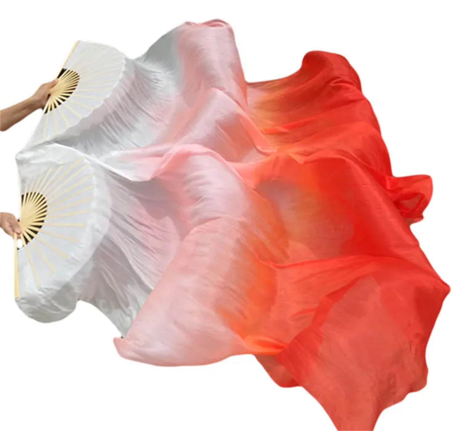 1Pair Ventre Danza di Seta Fan Seta Lungo Seta Fan Handmade Gradiente Colore Danza Fan Possono Essere Personalizzati Imitazione Seta