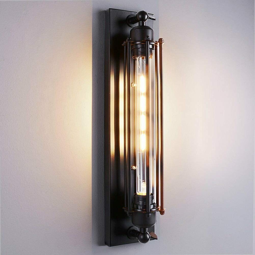 7W LED Lámparas de pared vintage retro Cafés pared Candelabro Tube de jaula Loft iluminación Blanco Cálido