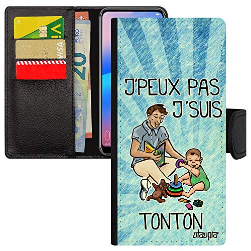 Coque Galaxy Note 10 Lite simili cuir à clapet avec texte humour Oncle