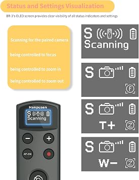 Hanpusen Rechargeable Camera Remote Control for Sony - Wireless Shutter Release with OLED Screen compatiable with ZV-1F,ZV-1II,ZV-1,ZV-E10II,ZV-E10,A6100,A6400,FX30,FX3;Replace Sony RMT-P1BT(Black)