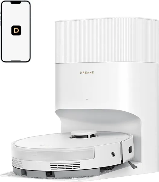 dreame D20 Plus Robot Vacuum and Mop, 13,000Pa Suction, Self-Emptying with 5L Dust Bag, DuoBrush for Pet Hair, LDS Mapping, App & Voice Control, 5200mAh Battery, Ideal for Hard Floors & Carpets