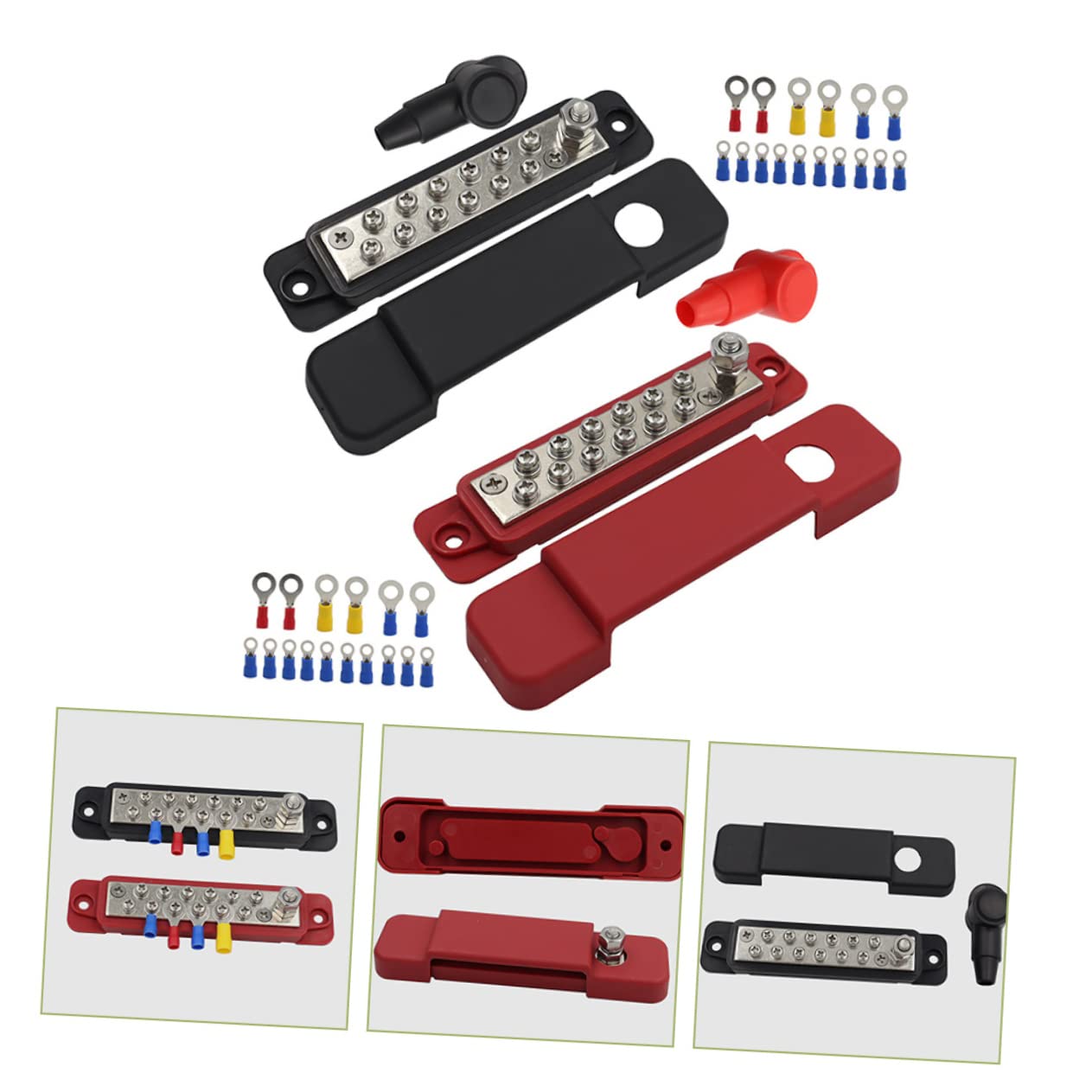 Mikinona Busbar 12 Vie 48v 150a Morsettiera Blocco Di Distribuzione Energia Per Auto, Yacht e Camion Uso Industriale e Cablaggio Marino Morsetti Antiossidanti e Connessioni Rapide