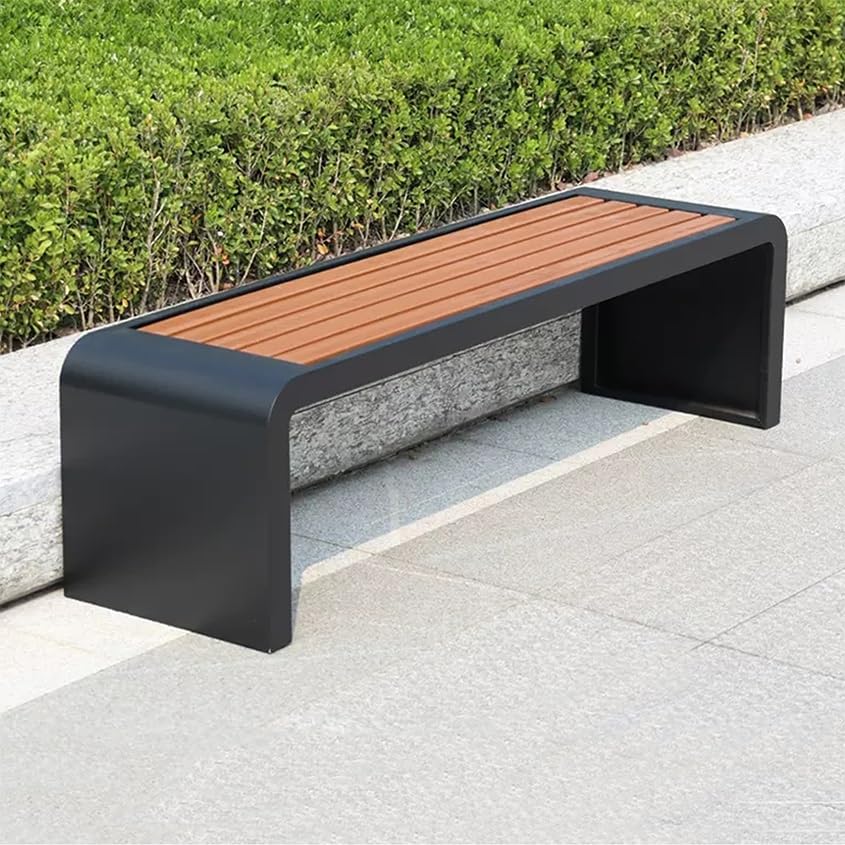 Gartenbank, Outdoor-Edelstahlbank, Outdoor-Stuhl mit Lattensitz, Multifunktionale Outdoor-Bank, for Parkgarten, Terrasse und Lounge(B,150cm)