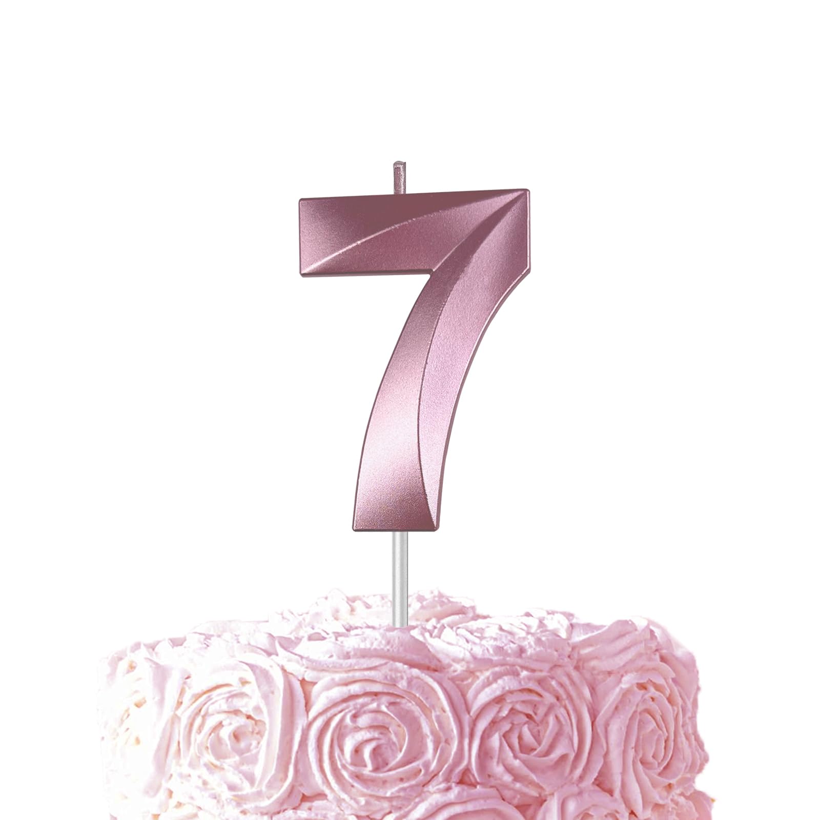 Pink Birthday Number 7 Candles for Wedding Party Cake Decorations