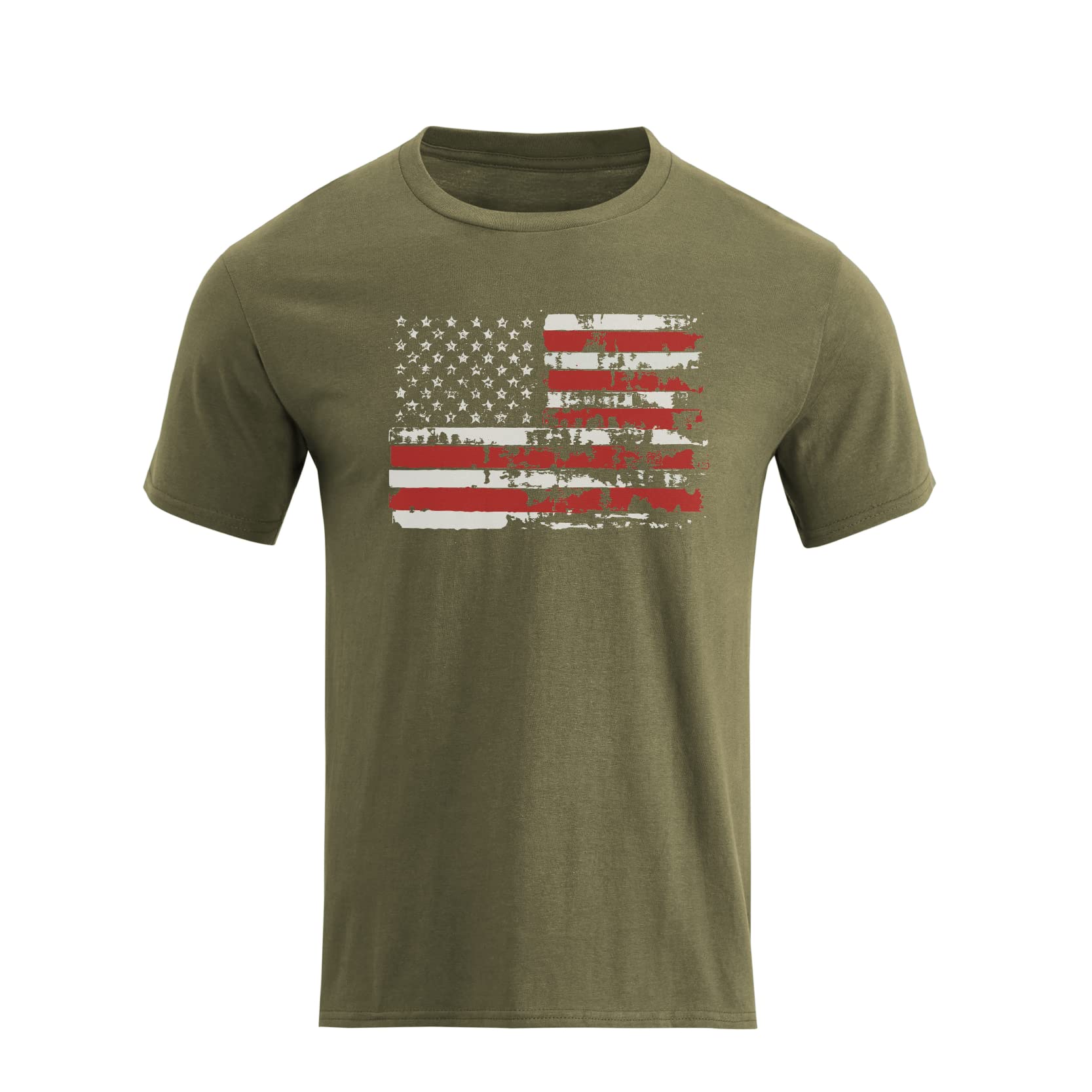 H HYFOL Men's Graphic T-Shirts USA Flag 100% Cotton Short Sleeve American Patriotic Crewneck Casual Regular Tee Shirts