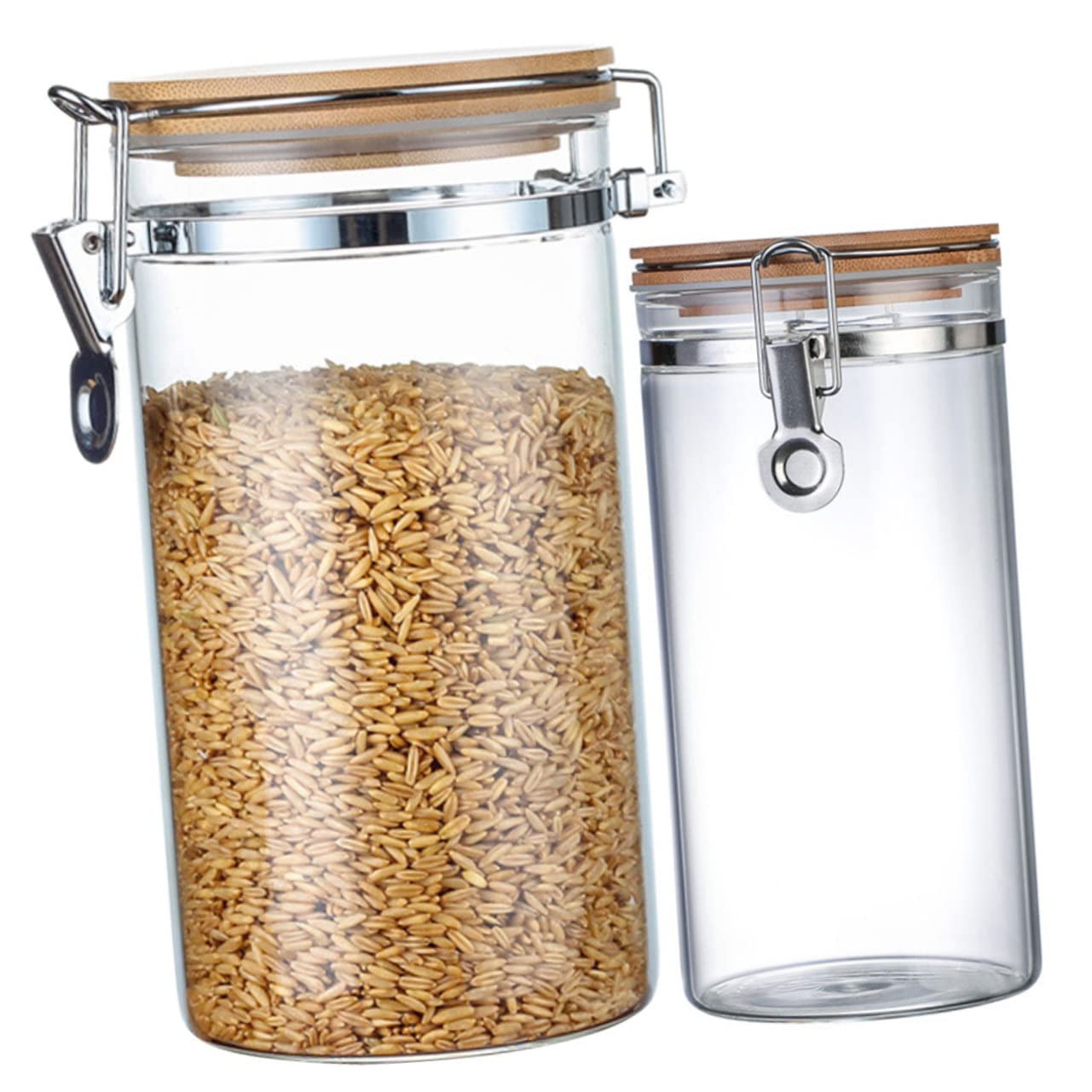 Luftdichte Vorratsgläser 1140ml und 1280ml aus Glas und Edelstahl 2 Stück zur Lebensmittelaufbewahrung mit Stabilem Verschluss Küchenbehälter