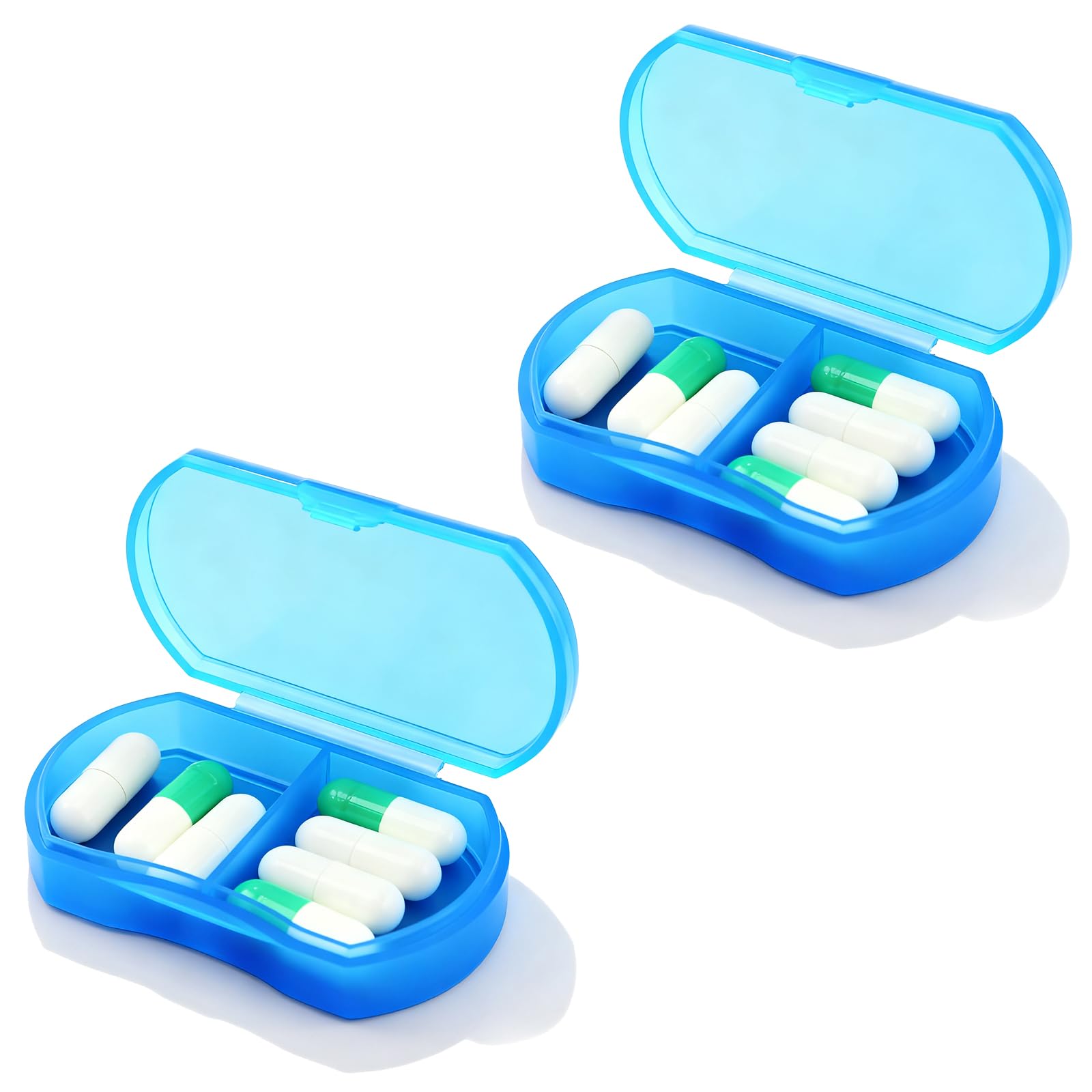 2PCS Pill Case Organizer Pocket Small Pill Holder, Daily AM & PM Containers, Medicine Holder, Ideal for Medication, Vitamin, Supplement, Perfect for Travel, Ideal for Purse