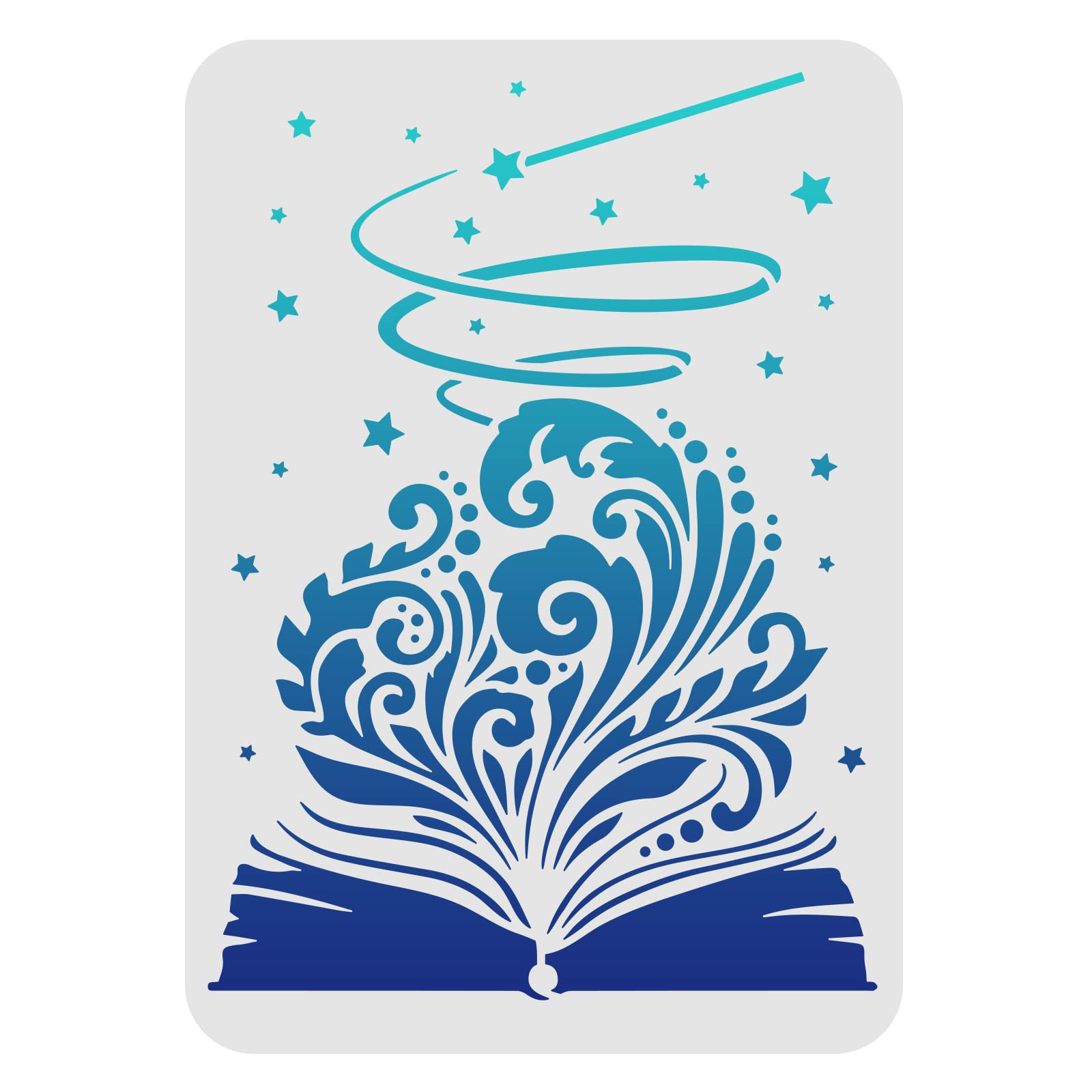 FINGERINSPIRE Magic Book Stencil Decoration Template 29.7x21cm A4 Reusable Back to School Template Paint Wood Signs Chalk Classroom Decoration DIY Crafting for Painting on Wood Wall Door Floor — image 1