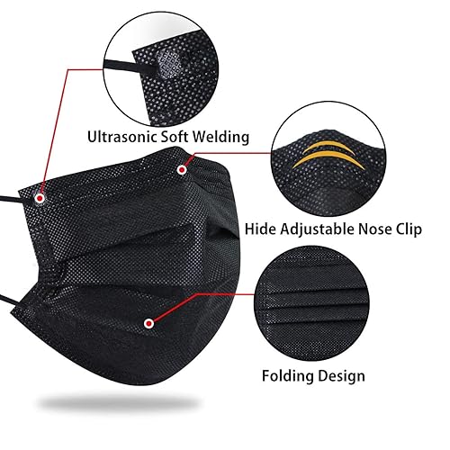 Miniatura 10 de DIOLV - Máscara desechable para rostro para mujeres y hombres adultos 3 capas 50 unidades