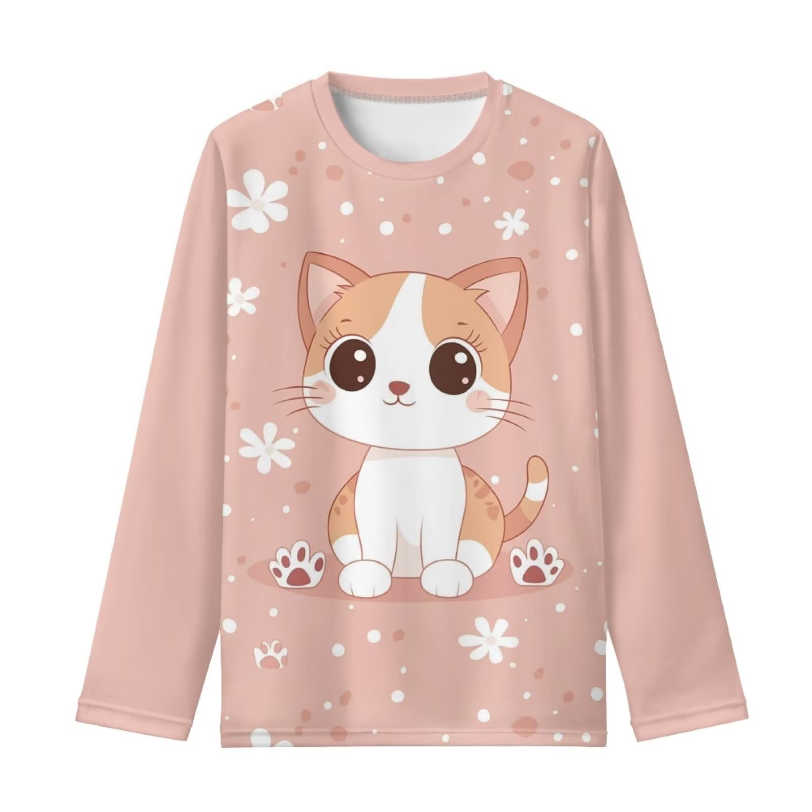 Girls Long Sleeve Shirt with Cute Graphic Casual Pullover Tops 3-16Y