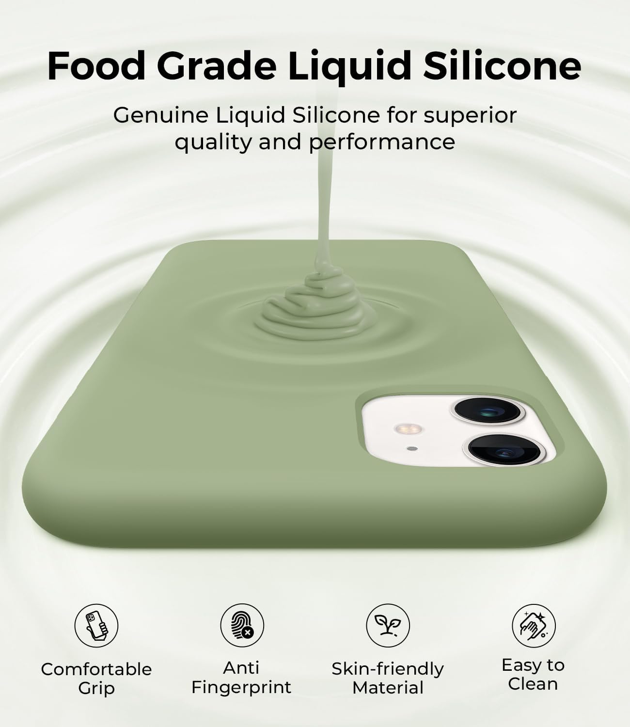 AOTESIER Compatible with iPhone 11 Case, [Food Grade Silicone] Full Body Drop Shockproof Protection with Soft Anti-Scratch Lining Phone Cases for iPhone 11 6.1 inch, Tea Green - Image 5