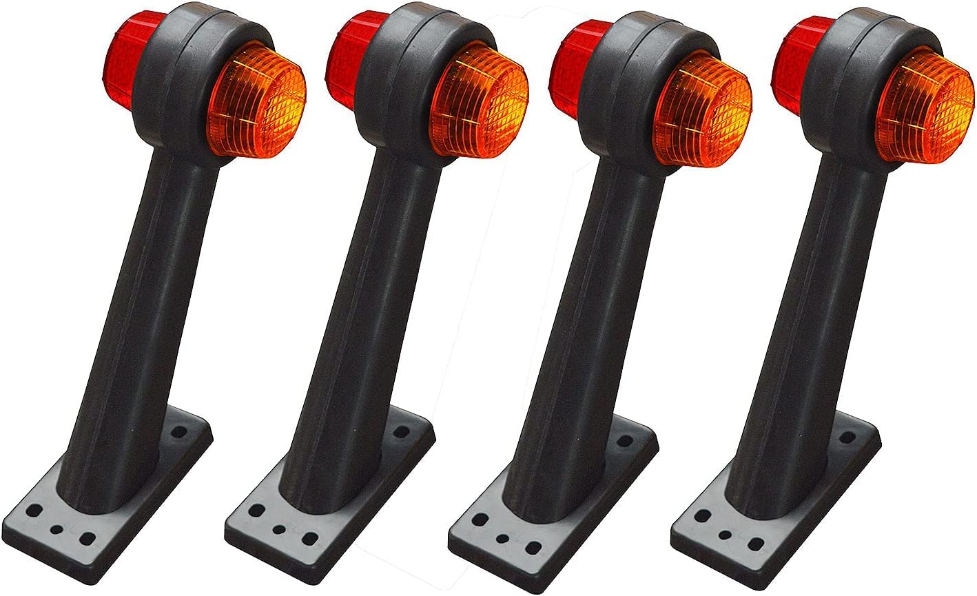 Indicatore di Gambo Laterale in Gomma Luce, Contorno Lampada 12v Compatibile per Camion roulotte Kenworth Peterbilt Freightliner Western Star Trucks semirimorchi Confezione da 4 (Ambra/Rosso)