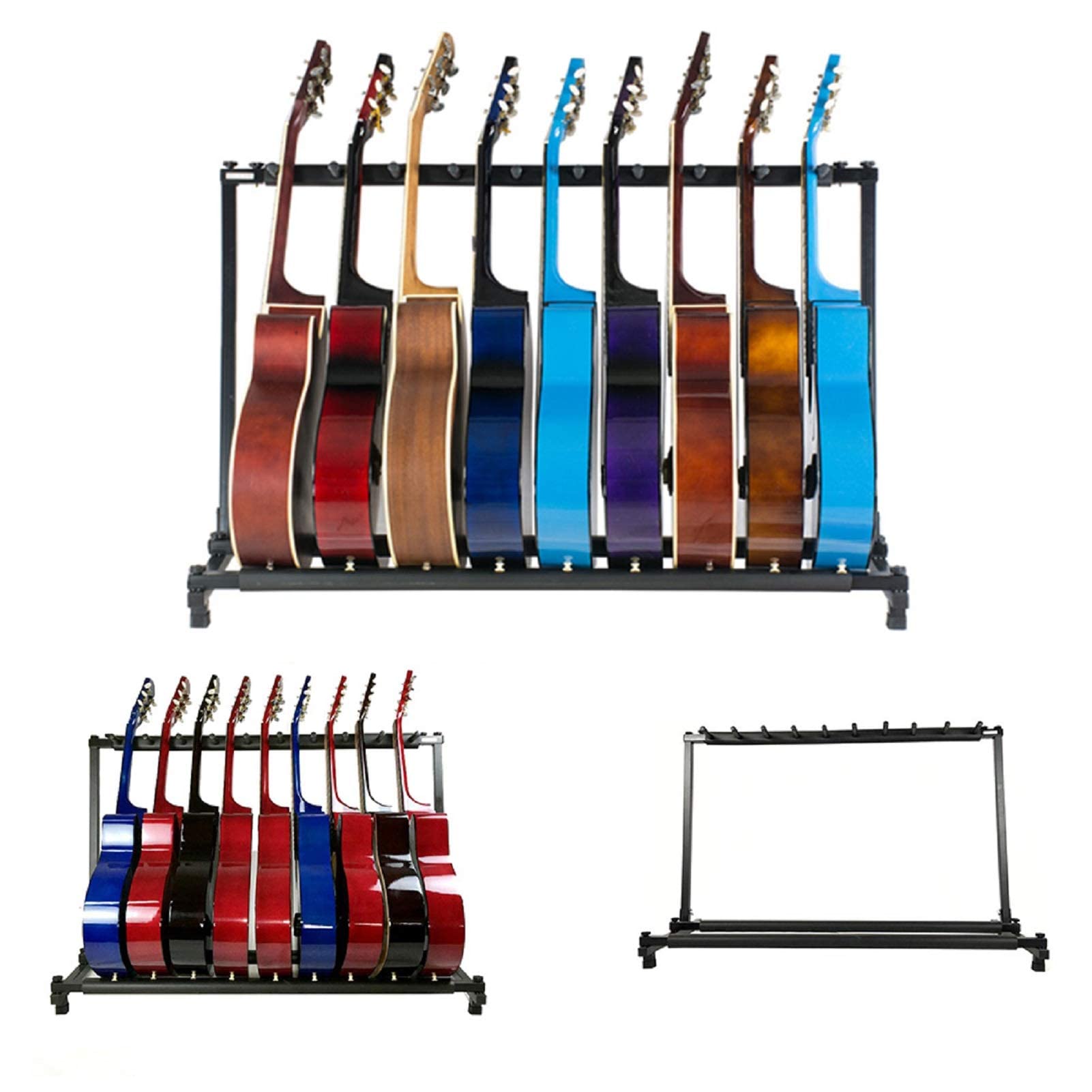 Youyijia Gitarrenständer Multi-Gitarrenständer mit 9 Halterungen faltbar universal tragbar Schwarze Gitarrenhalterung Polsterung für Akustikgitarre Westerngitarre E-Gitarren