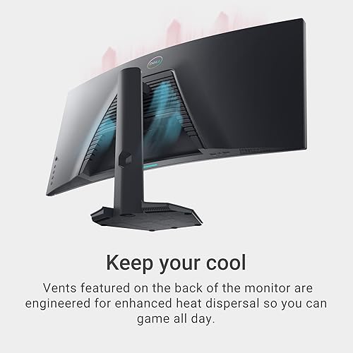 Vista 4 de Dell S3422DWG - Monitor curvo para juegos, pantalla curva 1800R de 34 pulgadas con frecuencia de actualización de 144 Hz, pantalla WQHD