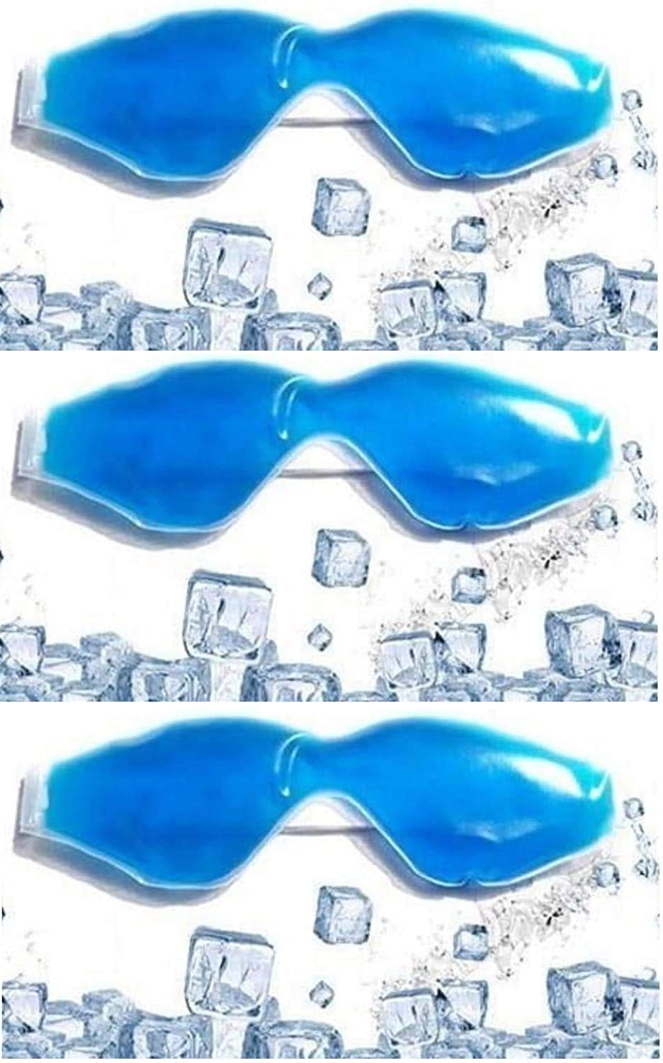 JK ENTERPRISE (PACK OF 3 PC) Aqua Cooling Gel Relaxing Eye Mask for Dark Circles, Dry Eyes, Cooling Eyes, Pain Relief, Redness, Eye Patches, Sleeping Cool Pad Suitable for All Family Members – Blue (3 PC)