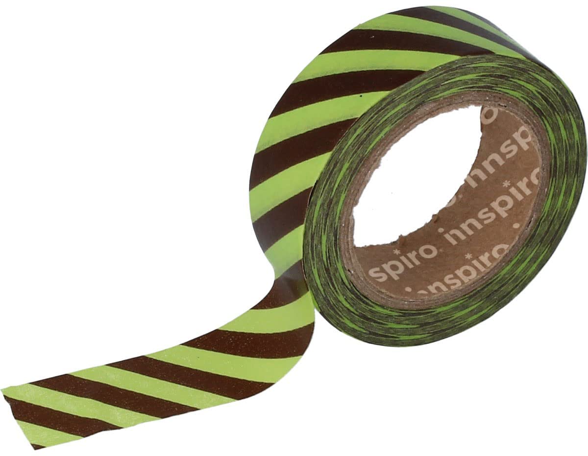 INNSPIRO Washi masking tape brown and green lines 15 mm x 10 m Deco series
