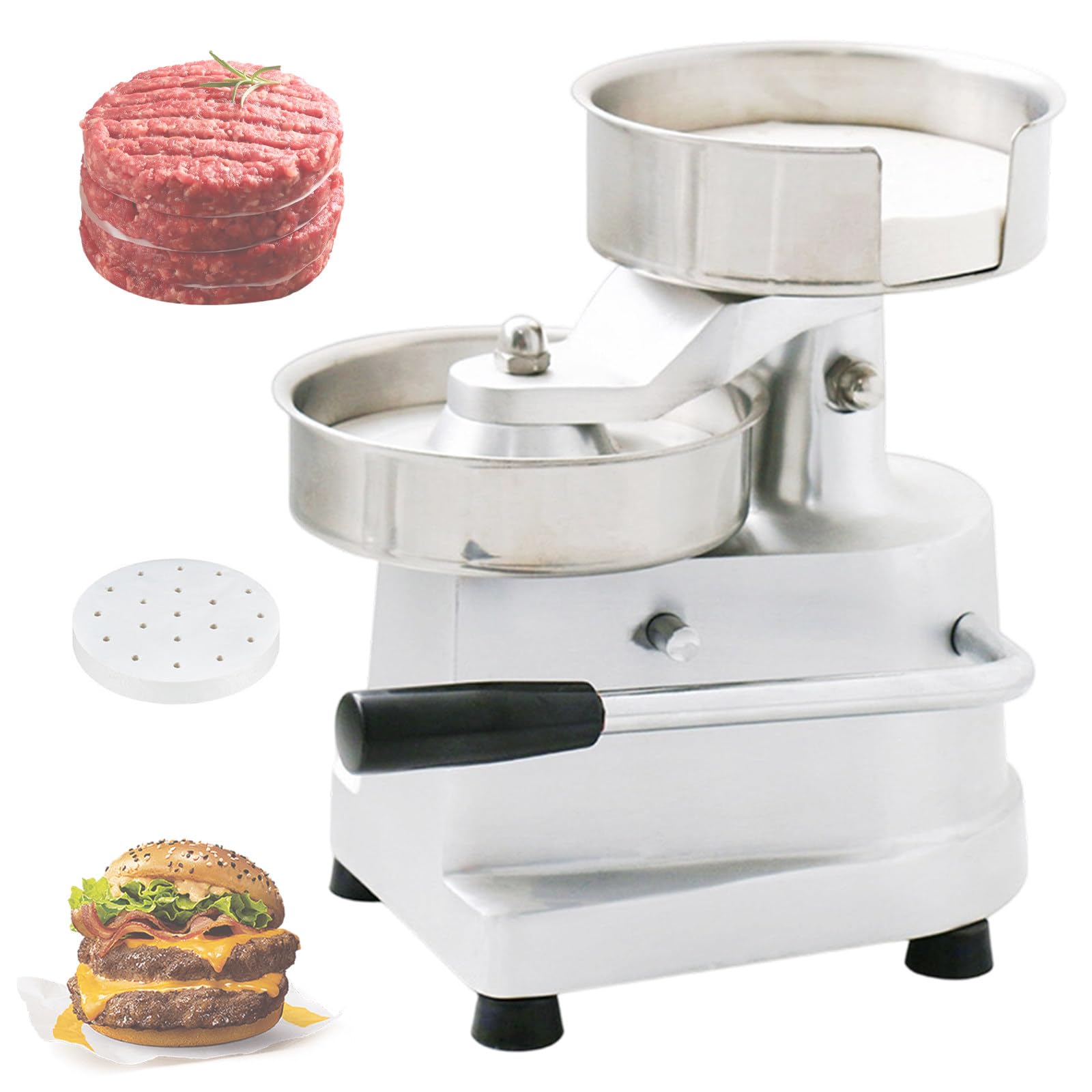 Komercyjna maszyna do burgerów 3 w 1 ze stali nierdzewnej, 150 mm/6 cali, wytrzymała prasa do burgerów ze stali nierdzewnej do kontaktu z żywnością, do restauracji Model100