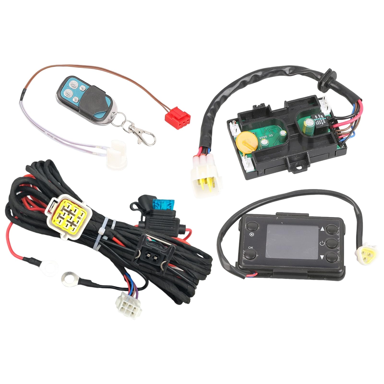 12V Dieselheizung Steuerplatine, Hauptplatine des Dieselheizung Reglers, LCD Steuerschalter des Standheizungs Bedienfelds mit Sensorkabelbaum, passend für Chinesische Dieselheizungen 5 KW