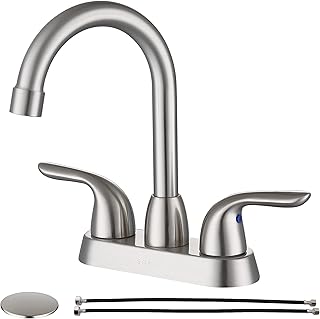 SOKA 2 Handle Bathroom Faucet Brushed Nickel, 4 Inch Brushed Nickel Bathroom Sink Faucet Centerset with Drain Assembly and...