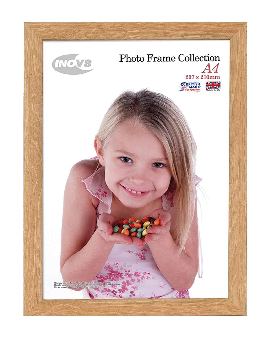 Inov8 Lime Oak Framing - A4 Inch (21X29.7cm) British Made Photo Frame - Wood Effect With Glass Picture Frame