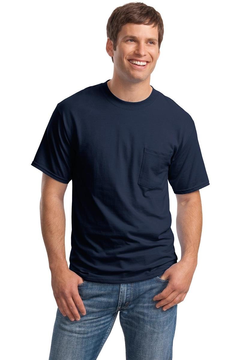 Hanes Beefy-T Men`s Pocket T-Shirt, 5190, 2XL, Deep Navy
