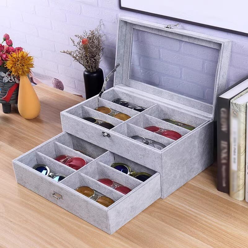 Brillenaufbewahrungsbox, Mehrgitter-Schublade for Zuhause, Sonnenbrillenständer, große Kapazität, tragbare Desktop-Ornamente Brillenetui für Damen