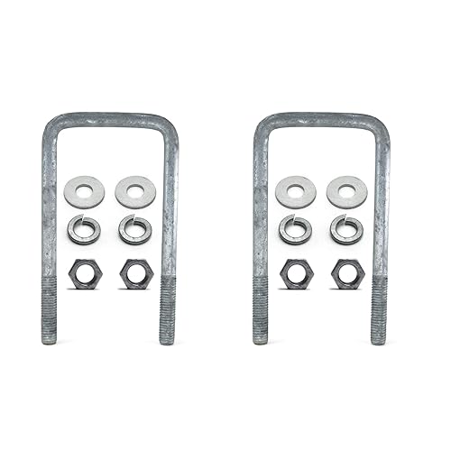 Sturdy Built Perno en U galvanizado para remolque de 12 pulgadas x 3 pulgadas x 6 516 pulgadas con herrajes - Juego de 2